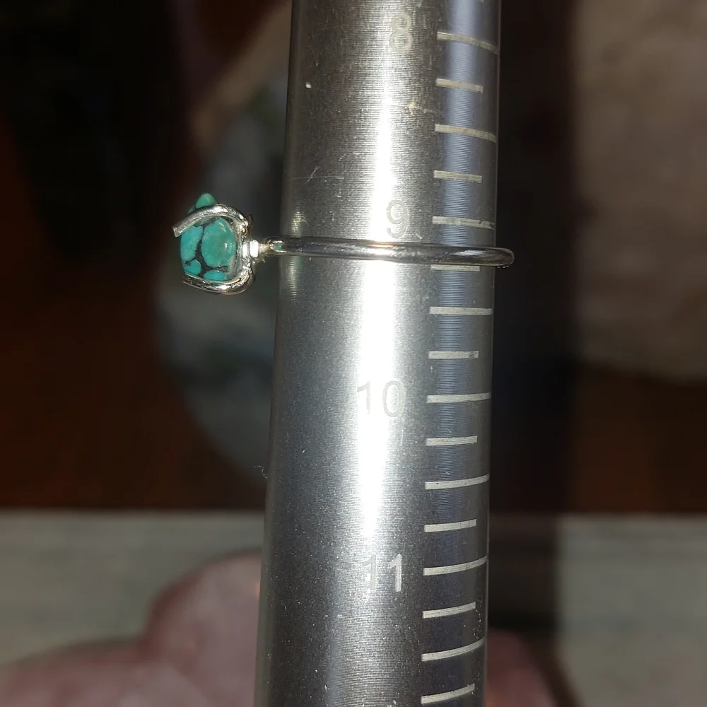 Dainty Turquoise Raw Tumbled Sterling Silver Ring
